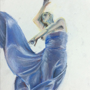 A dancer in a flowing dress (drawn from a photograph)