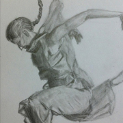 A dancer mid-leap (drawn from a photograph)