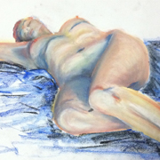 A 30 minute sketch of a live model using only red, yellow, blue, black and white pastels