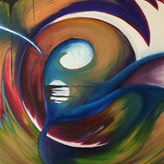 An abstracted exploration of the swirling, breaking motion of ocean waves